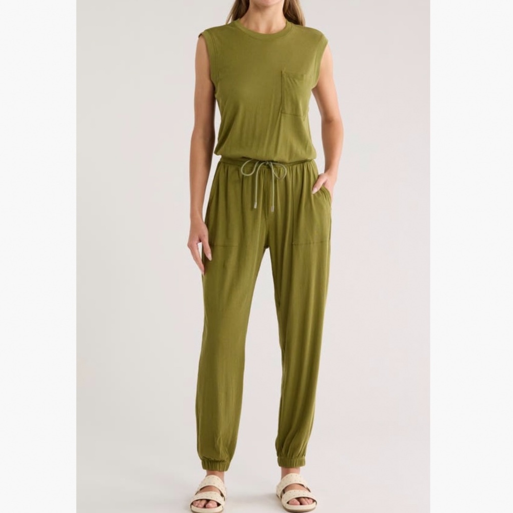 ATM Anthony Thomas Melillo Cotton Tank Jumpsuit Juniper SZ L